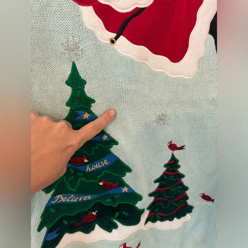 Quacker Factory North Pole Santa Workshop Christmas Sweater Cardigan NWT M *read - Picture 3 of 13